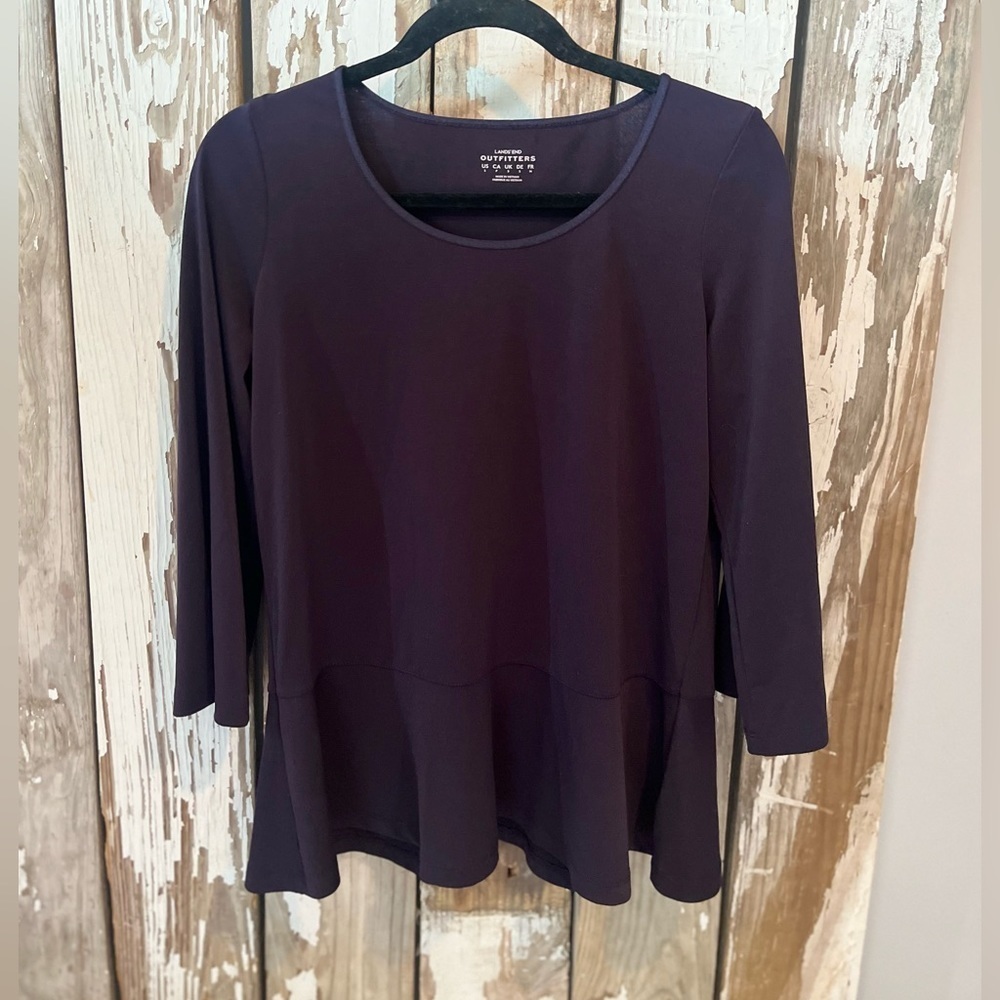 Lands End Outfitters Navy size small peplum scoop neck top - Picture 4 of 5